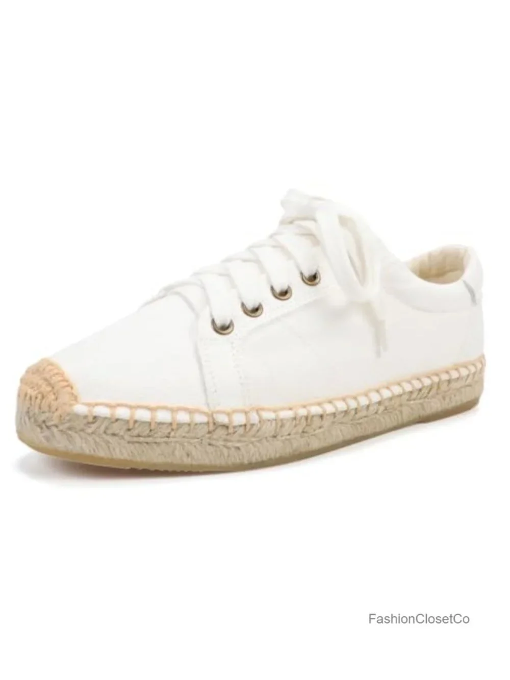 Women's Canvas Espadrilles Lace-Up Flats Jute Platform Sole